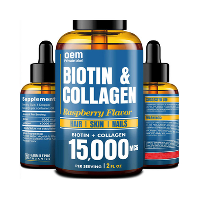 Il collagene liquido orale della biotina dell'OEM per la crescita dei capelli e la salute della pelle cade il collagene e la biotina liquidi