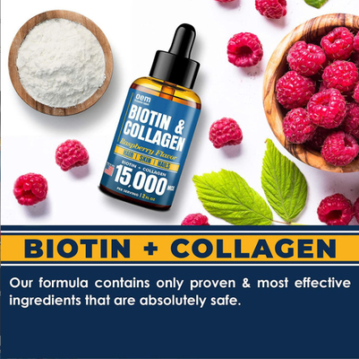 Il collagene liquido orale della biotina dell'OEM per la crescita dei capelli e la salute della pelle cade il collagene e la biotina liquidi