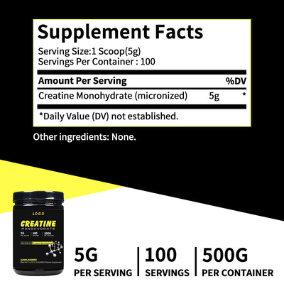 OEM Food Diet Supplement creatina monoidrato 500 g di siero di latte creatina monoidrato in polvere