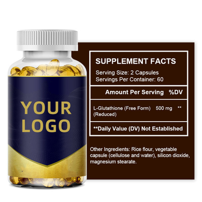 Il glutatione 500mg della vendita all'ingrosso 60pcs dell'OEM incapsula la pelle di bellezza che imbianca la capsula del glutatione del prodotto