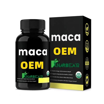 OEM pillole di maca nera prodotti per la salute maschile polvere di maca nera gli uomini usano maca ultimate plus