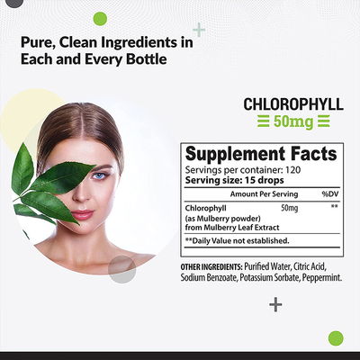 Gocce liquide della clorofilla di OEM/ODM per la menta piperita dell'acqua condita per supplemento di energia di sostegno immunitario di salute della pelle