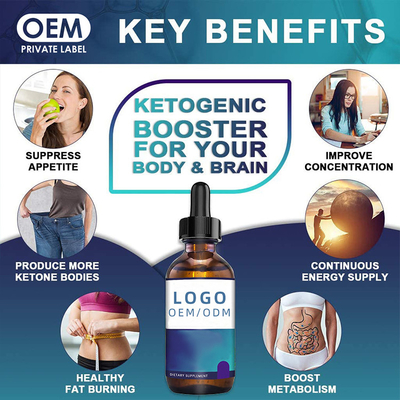 Gocce di collagene di biotina da 30 ml che dimagriscono BHB Keto Drops Olio essenziale di estratto di erbe di semi di olio OEM