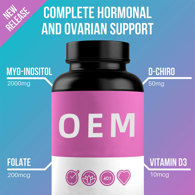 Supplementi di sostegno dell'ormone delle anti donne di affaticamento con il supplemento folico di vitamina D3 dell'inositolo di D-Chiro