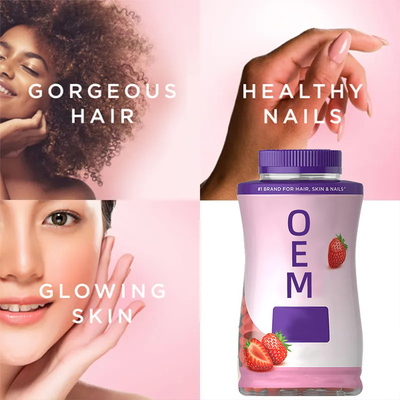 Crescita dei capelli Fragole Vitamine gomme personalizzate private label